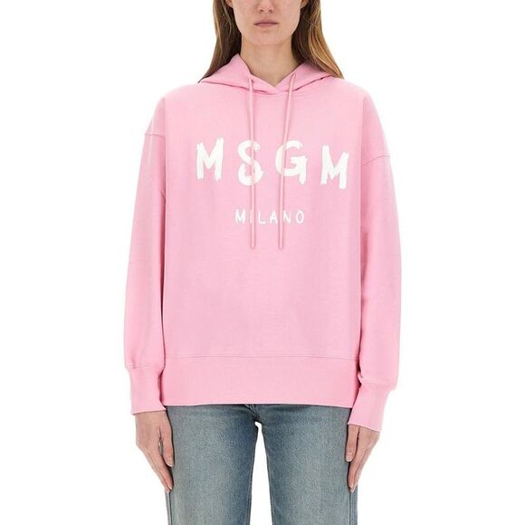 MSGM Milano Logo Hoodie Women PINK Sweaters & Knitwear